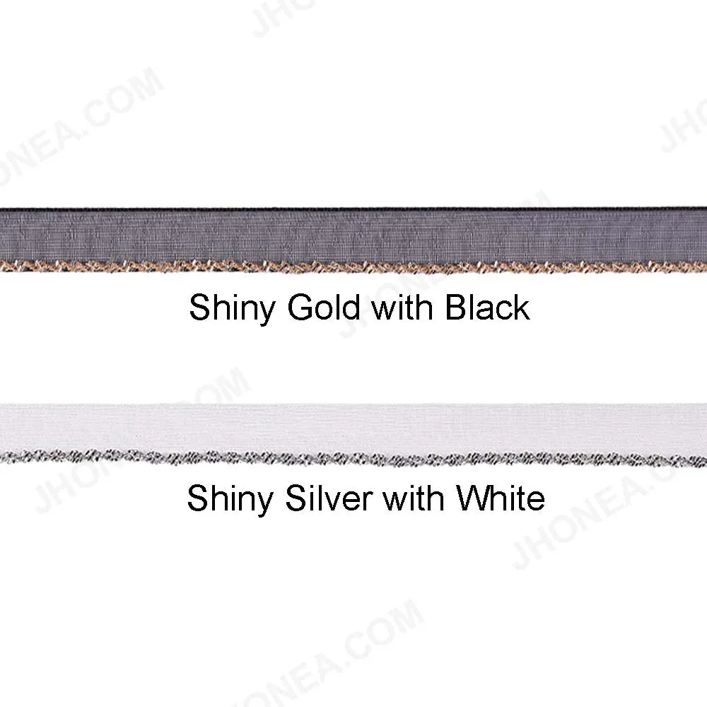 1cm Black/White with Twisted Metal Chain Border Lace