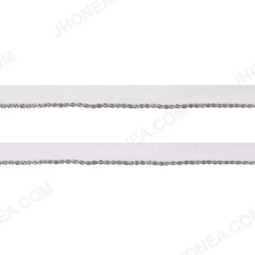 1cm Black/White with Twisted Metal Chain Border Lace