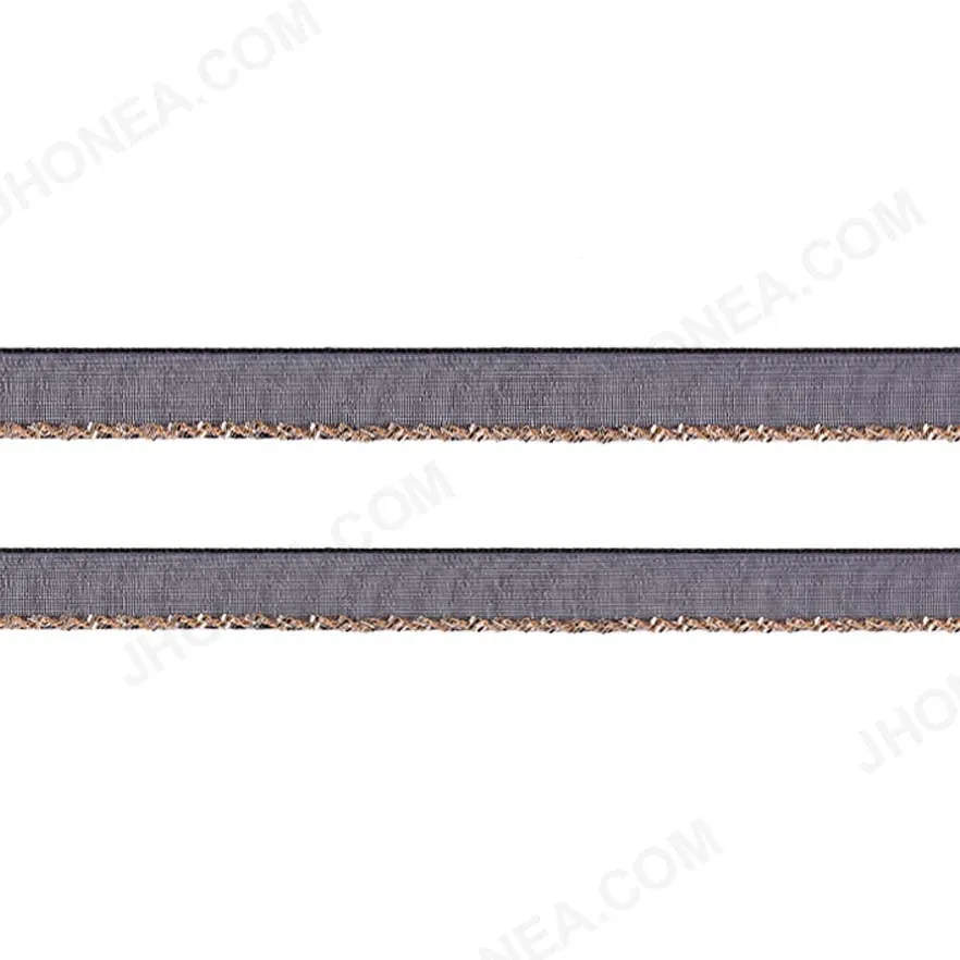 1cm Black/White with Twisted Metal Chain Border Lace