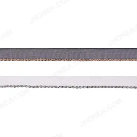 1cm Black/White with Twisted Metal Chain Border Lace