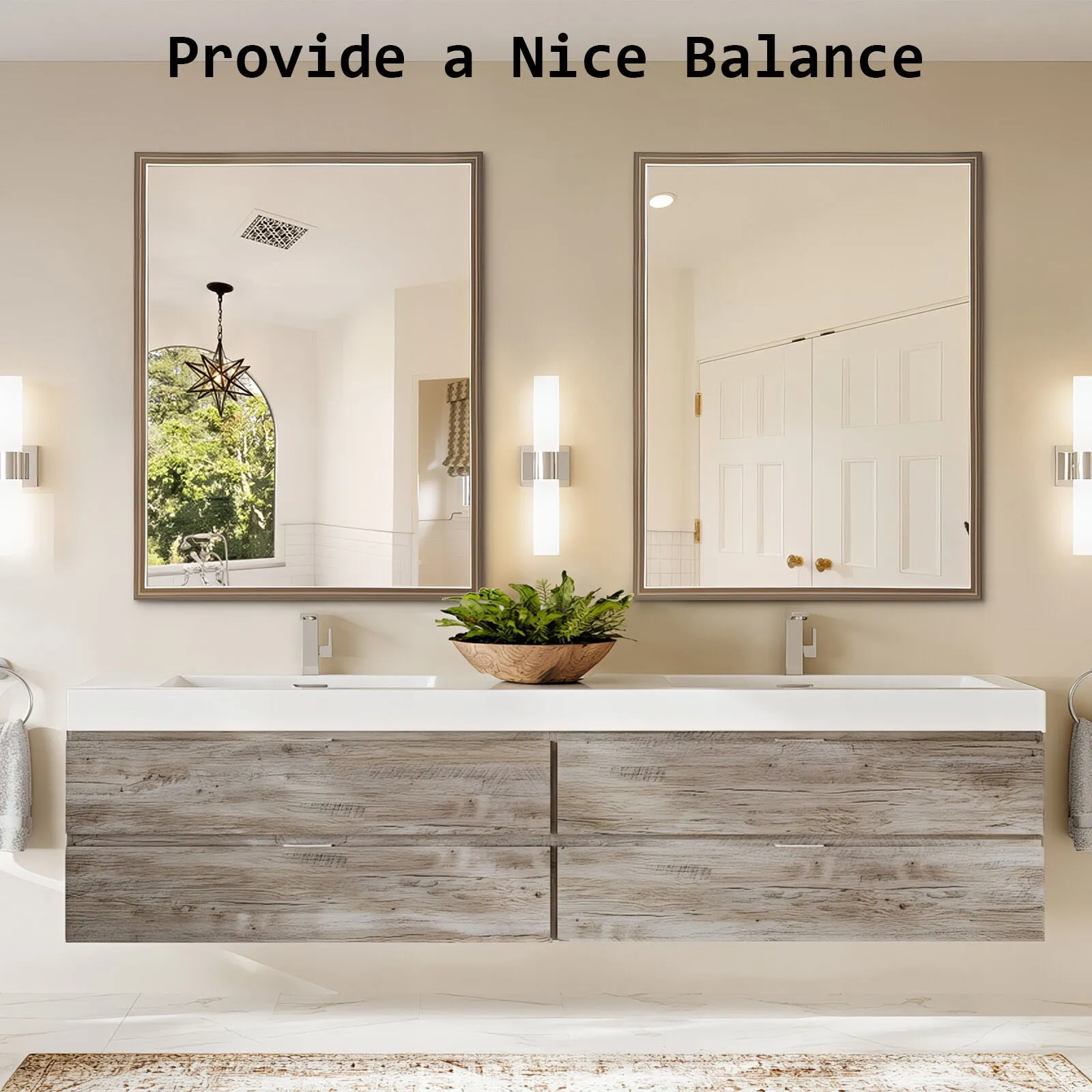 2 Set Wall Mirror | Rectangular Frame | Bathroom | 70x90cm | Antique Brown