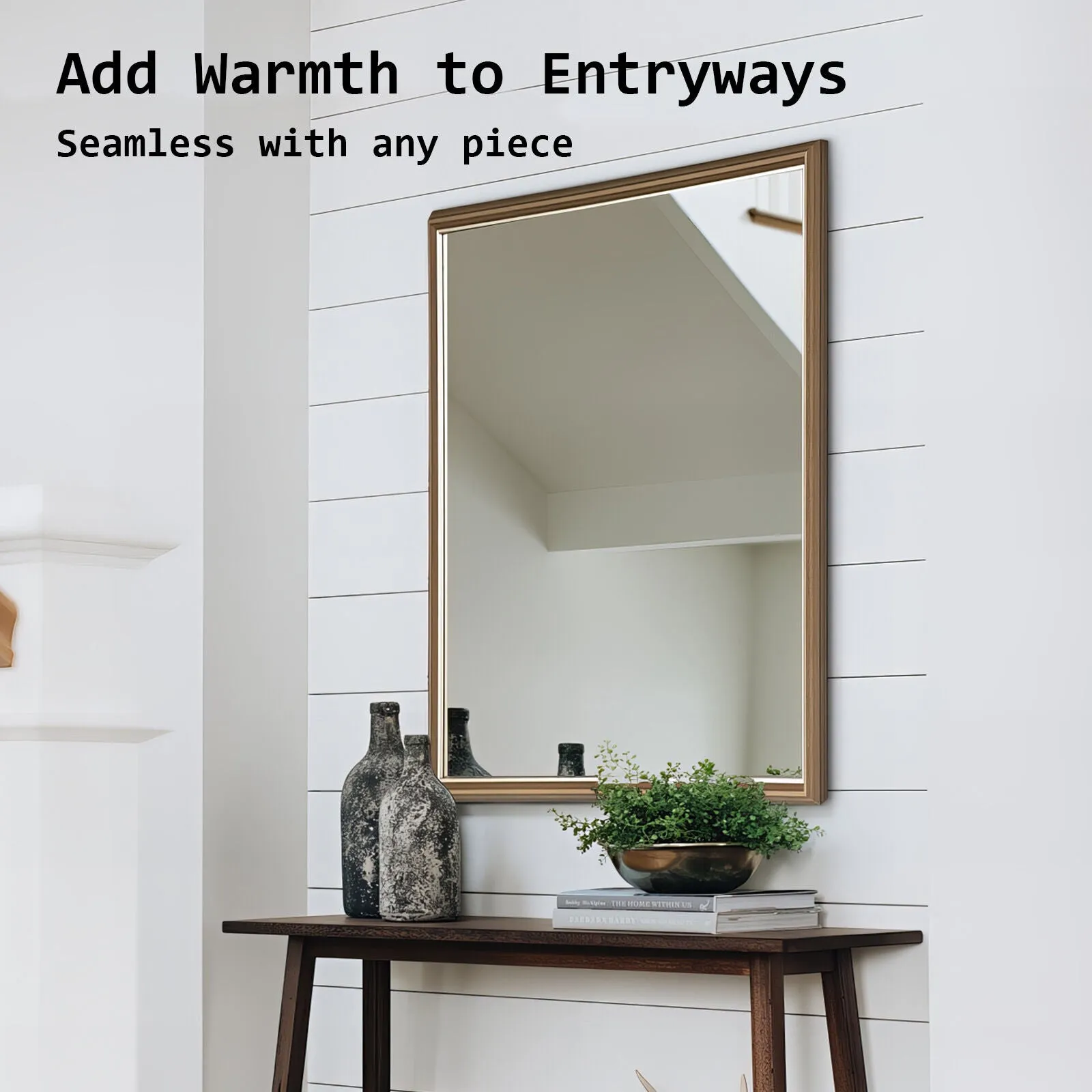 2 Set Wall Mirror | Rectangular Frame | Bathroom | 70x90cm | Antique Brown