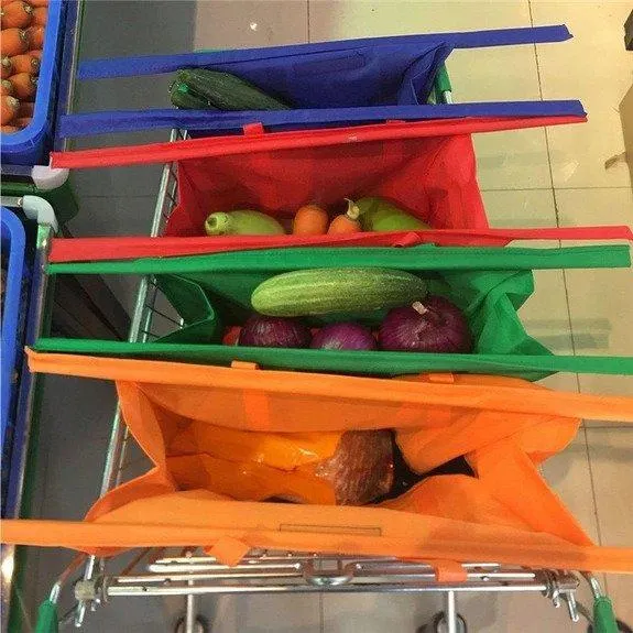 4-In-1 Reusable Grocery Bag And Shopping Cart Bags