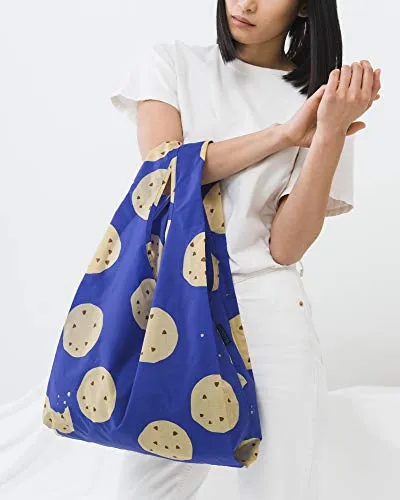 BAGGU Standard Reusable Shopping Bag, Eco-friendly Ripstop Nylon Foldable Grocery Tote, Cookie