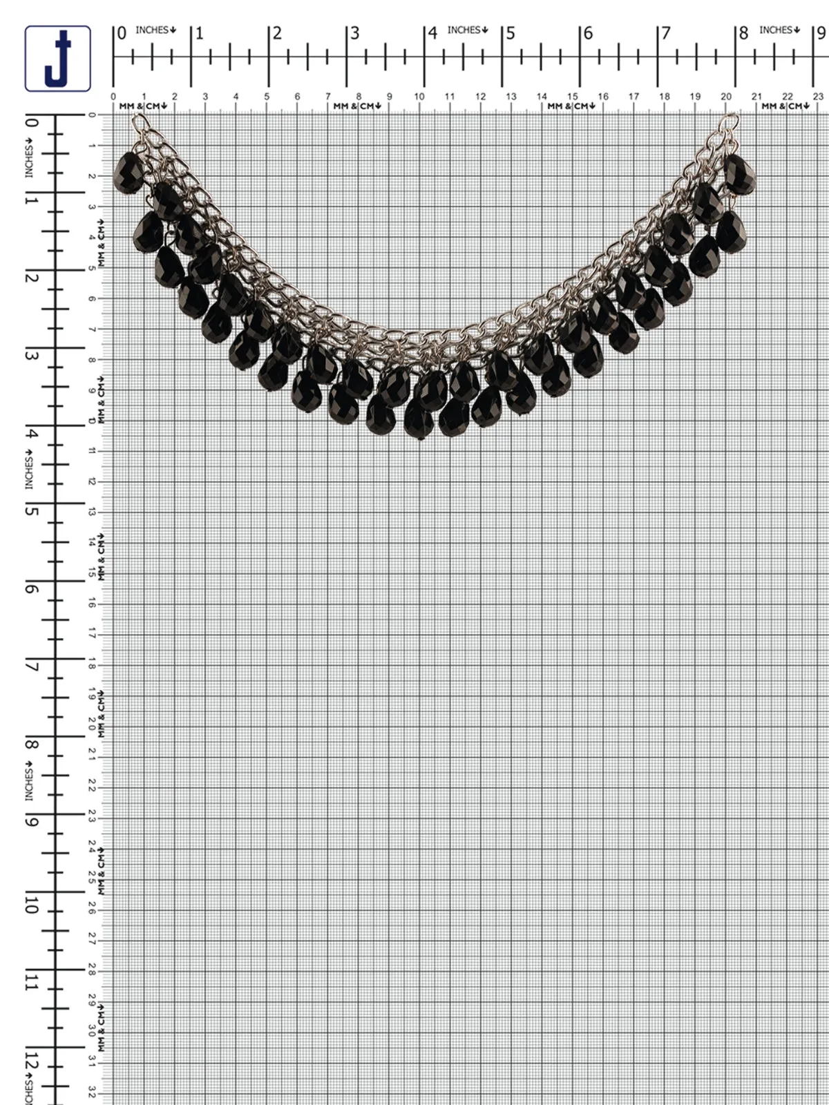 Black with Silver Beaded Tassel Neck for Womens