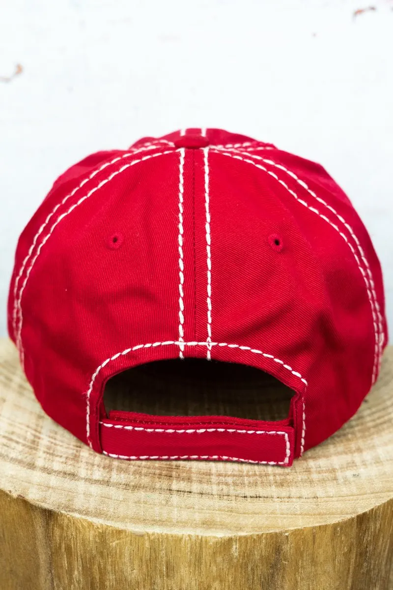 Distressed Red 'Tis The Season To Get Tipsy!' Cap