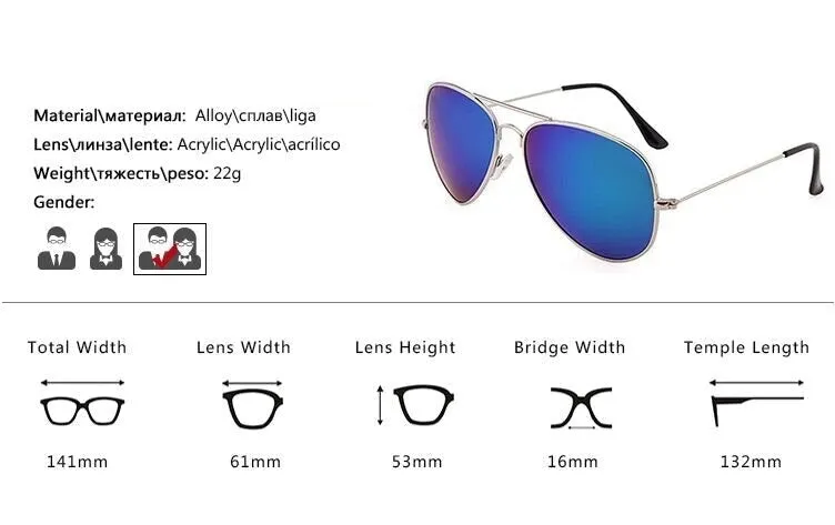 Fashion Pilot Style Aviator Mirrored Sunglasses for Women