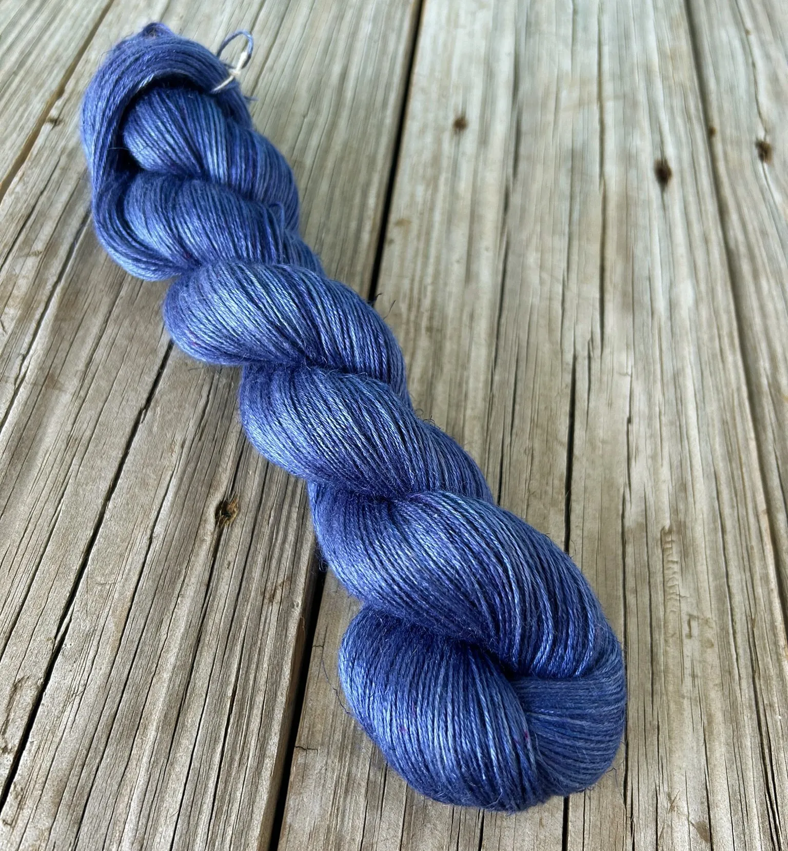 Fathoms Deep, Navy Midnight Blue Bamboo Linen Treasures Yarn, Fingering Weight Yarn