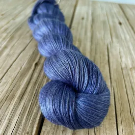 Fathoms Deep, Navy Midnight Blue Bamboo Linen Treasures Yarn, Fingering Weight Yarn