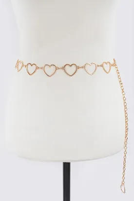 Gold Metal Heart Chain Belt