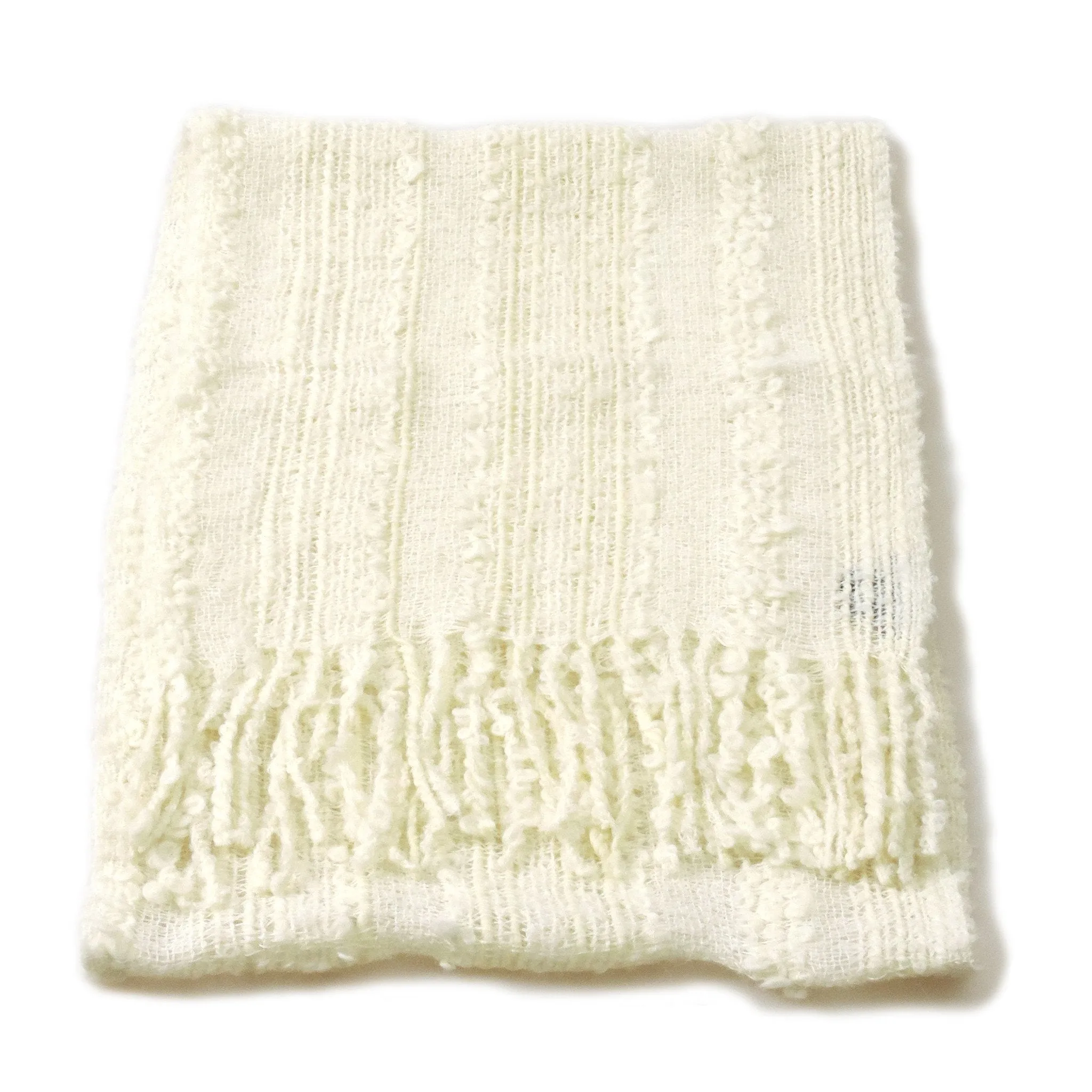 Hand-woven Baby Alpaca Fantasia Scarf - White Cloud
