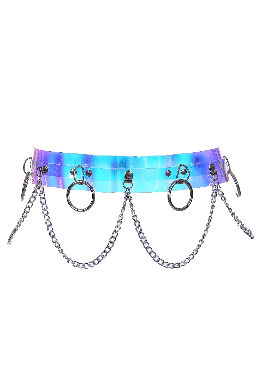 Iridescent Hoop Chain Belt