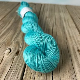 Kiss From A Mermaid, teal Bamboo Linen Treasures Yarn, Fingering Weight Yarn