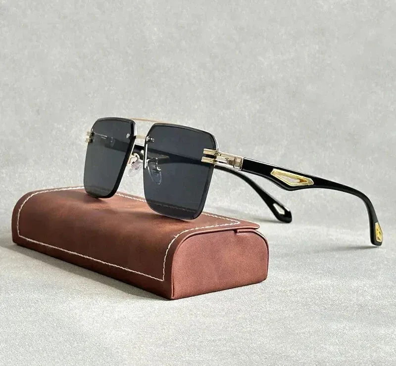 Men and Women Vintage Luxe Semi-rimless Anti-UV Square Sunglasses
