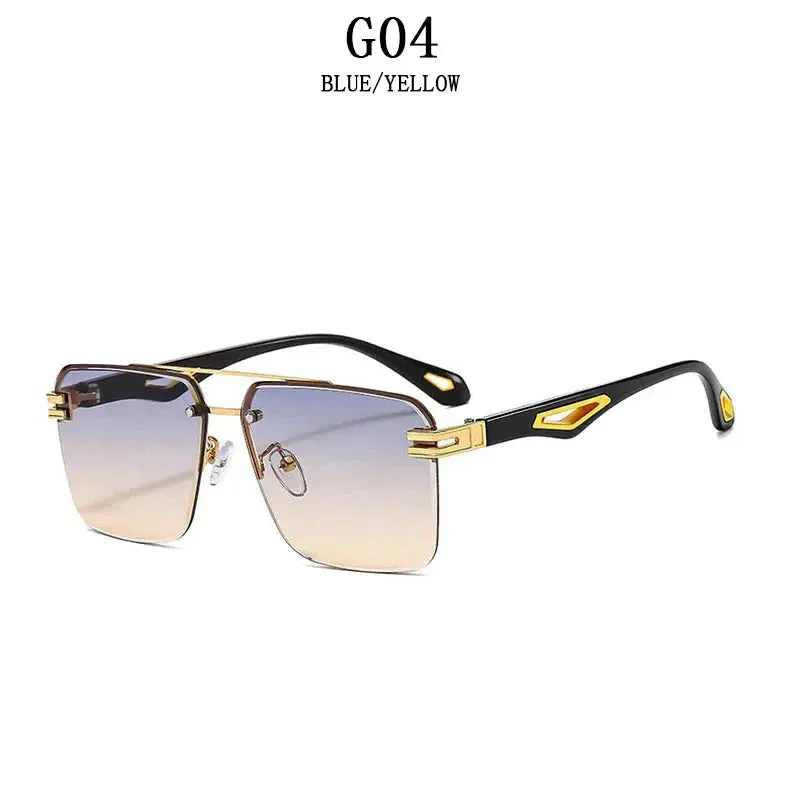 Men and Women Vintage Luxe Semi-rimless Anti-UV Square Sunglasses