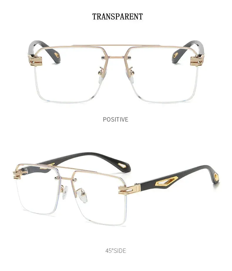 Men and Women Vintage Luxe Semi-rimless Anti-UV Square Sunglasses