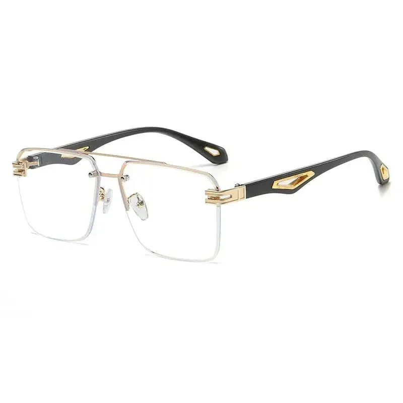Men and Women Vintage Luxe Semi-rimless Anti-UV Square Sunglasses