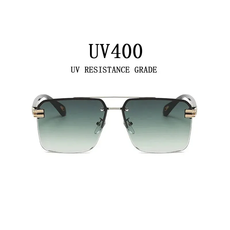 Men and Women Vintage Luxe Semi-rimless Anti-UV Square Sunglasses