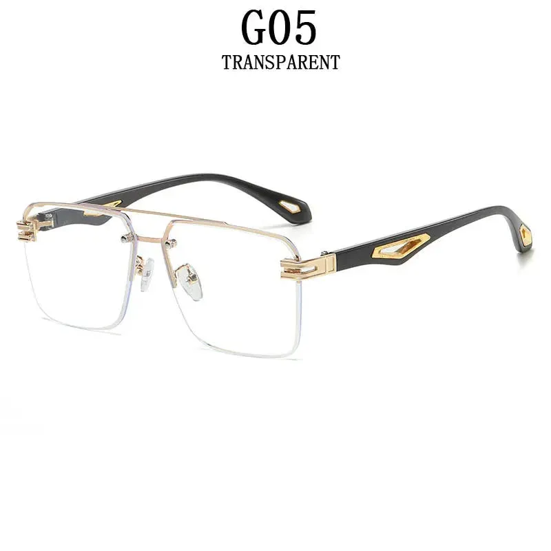 Men and Women Vintage Luxe Semi-rimless Anti-UV Square Sunglasses