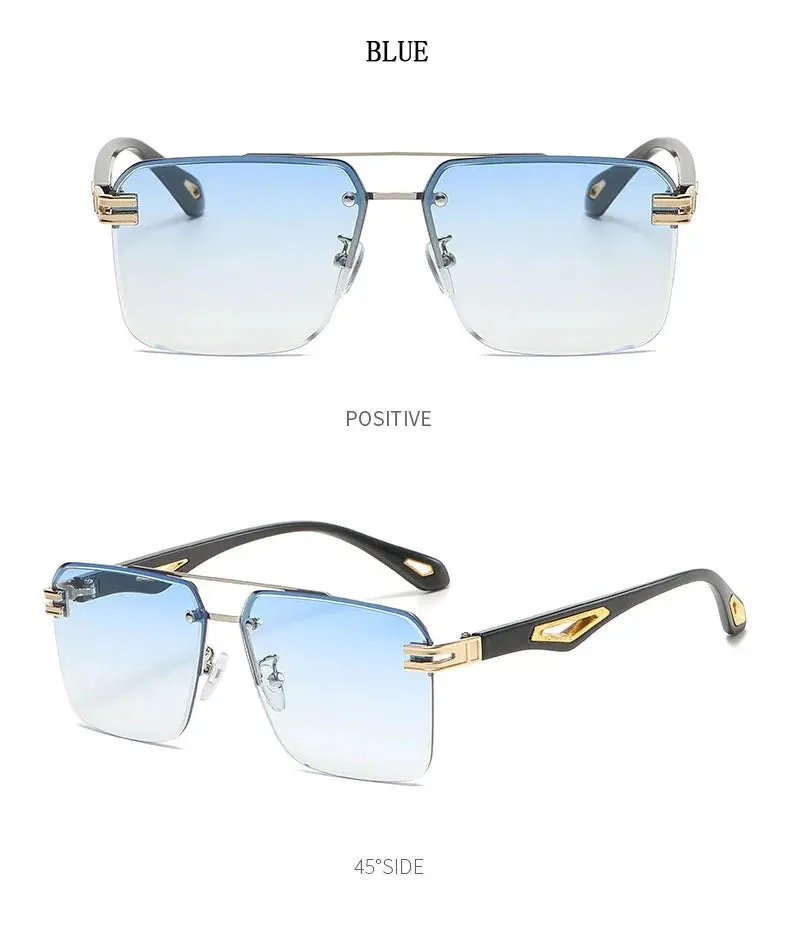 Men and Women Vintage Luxe Semi-rimless Anti-UV Square Sunglasses