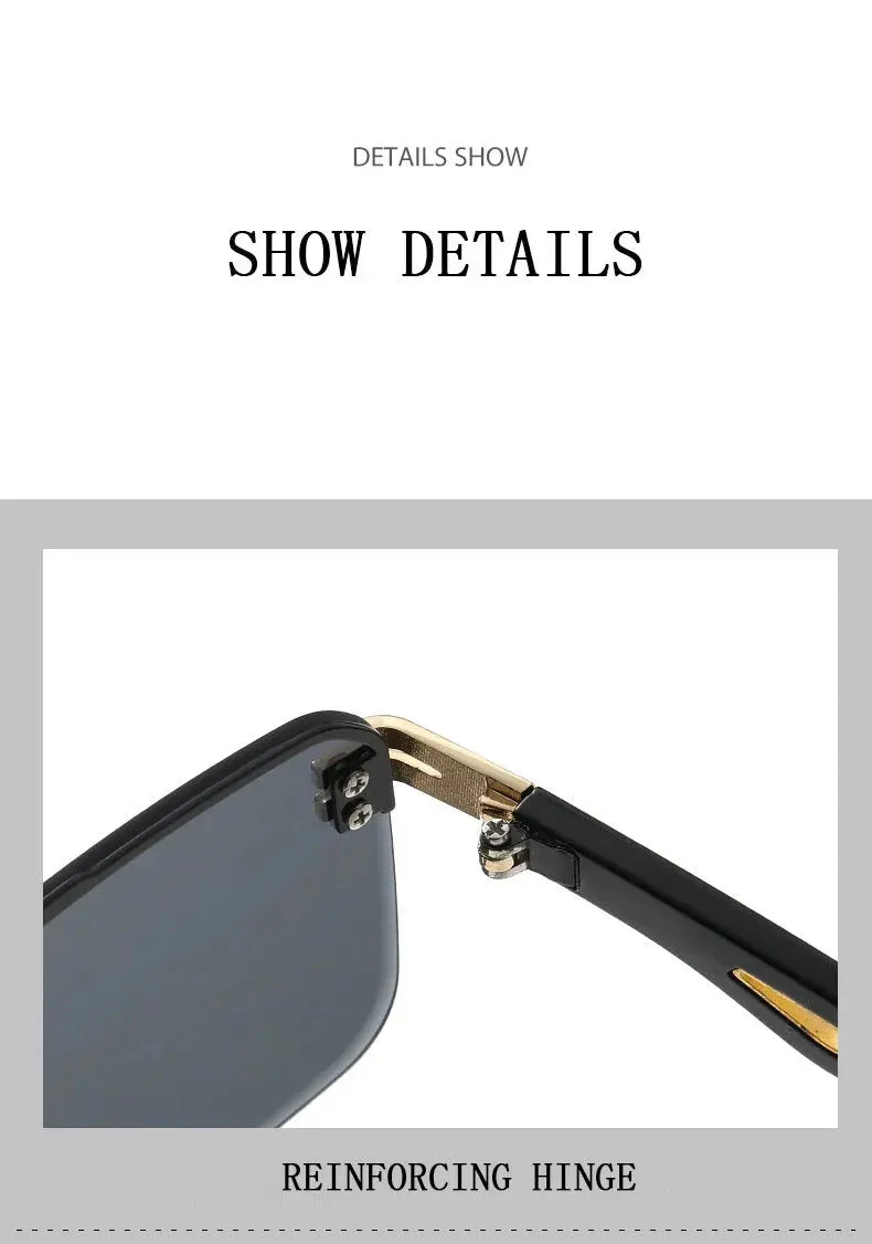 Men and Women Vintage Luxe Semi-rimless Anti-UV Square Sunglasses