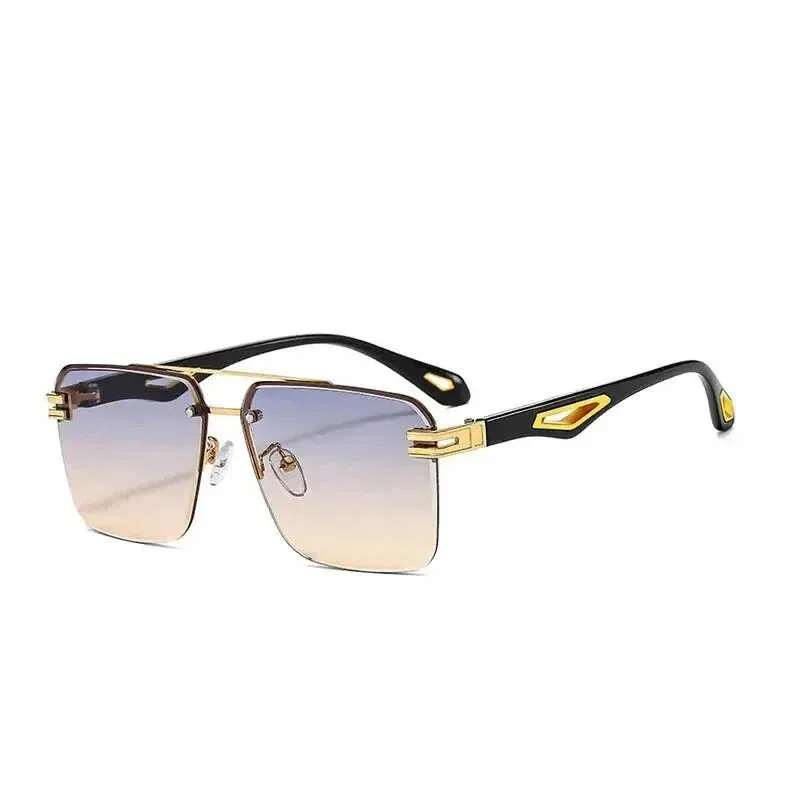 Men and Women Vintage Luxe Semi-rimless Anti-UV Square Sunglasses