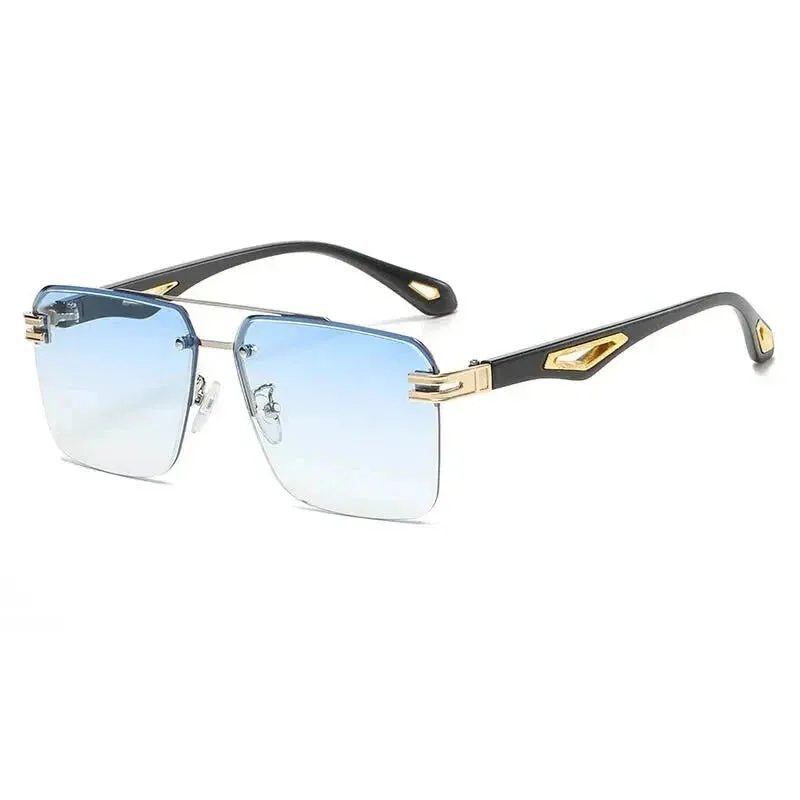 Men and Women Vintage Luxe Semi-rimless Anti-UV Square Sunglasses