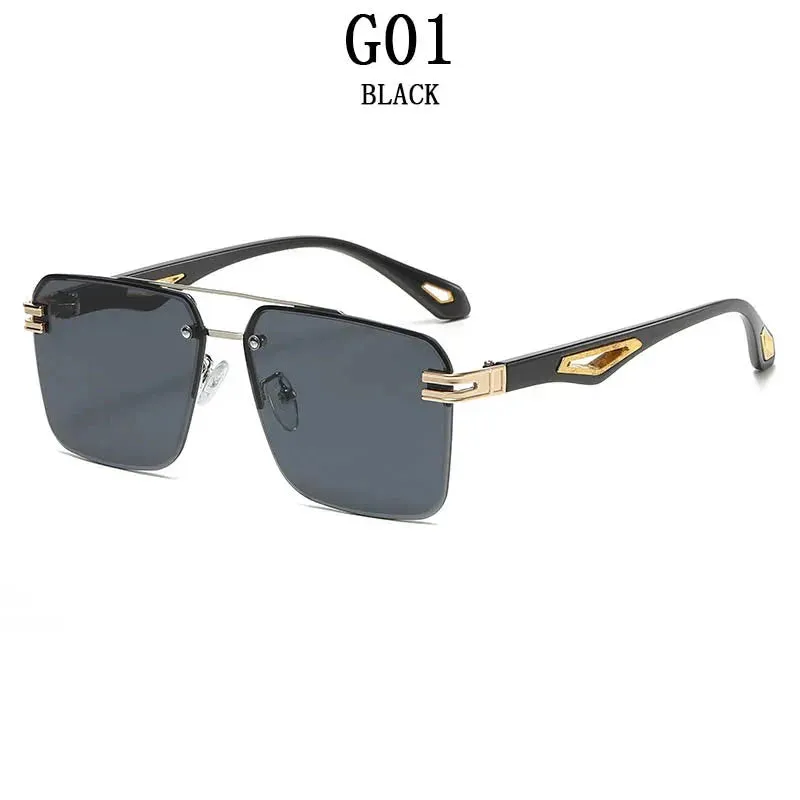 Men and Women Vintage Luxe Semi-rimless Anti-UV Square Sunglasses