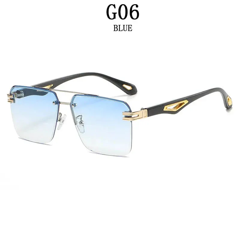 Men and Women Vintage Luxe Semi-rimless Anti-UV Square Sunglasses