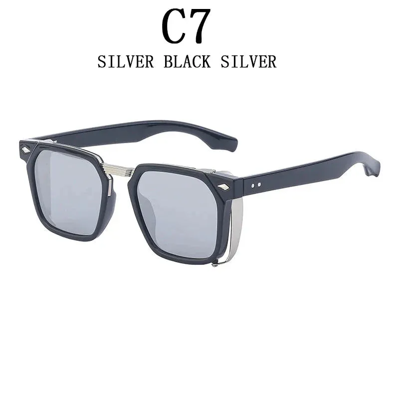 Men and Women Vintage Steampunk Style Anti-UV Square Sunglasses