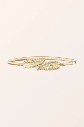 Metallic Chain Leaf Belt - Gold