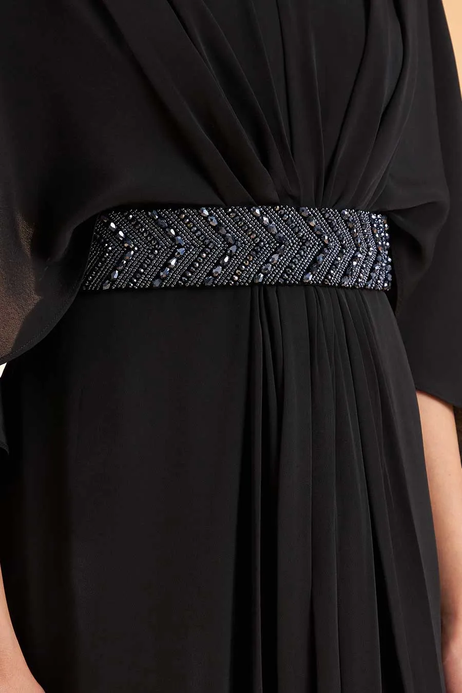 Navy Crystal Hand Embroidered Belt
