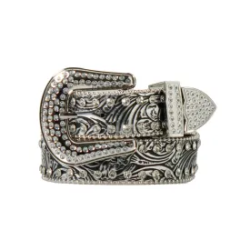 Nocona Girl's Black and Silver Crystal Belt