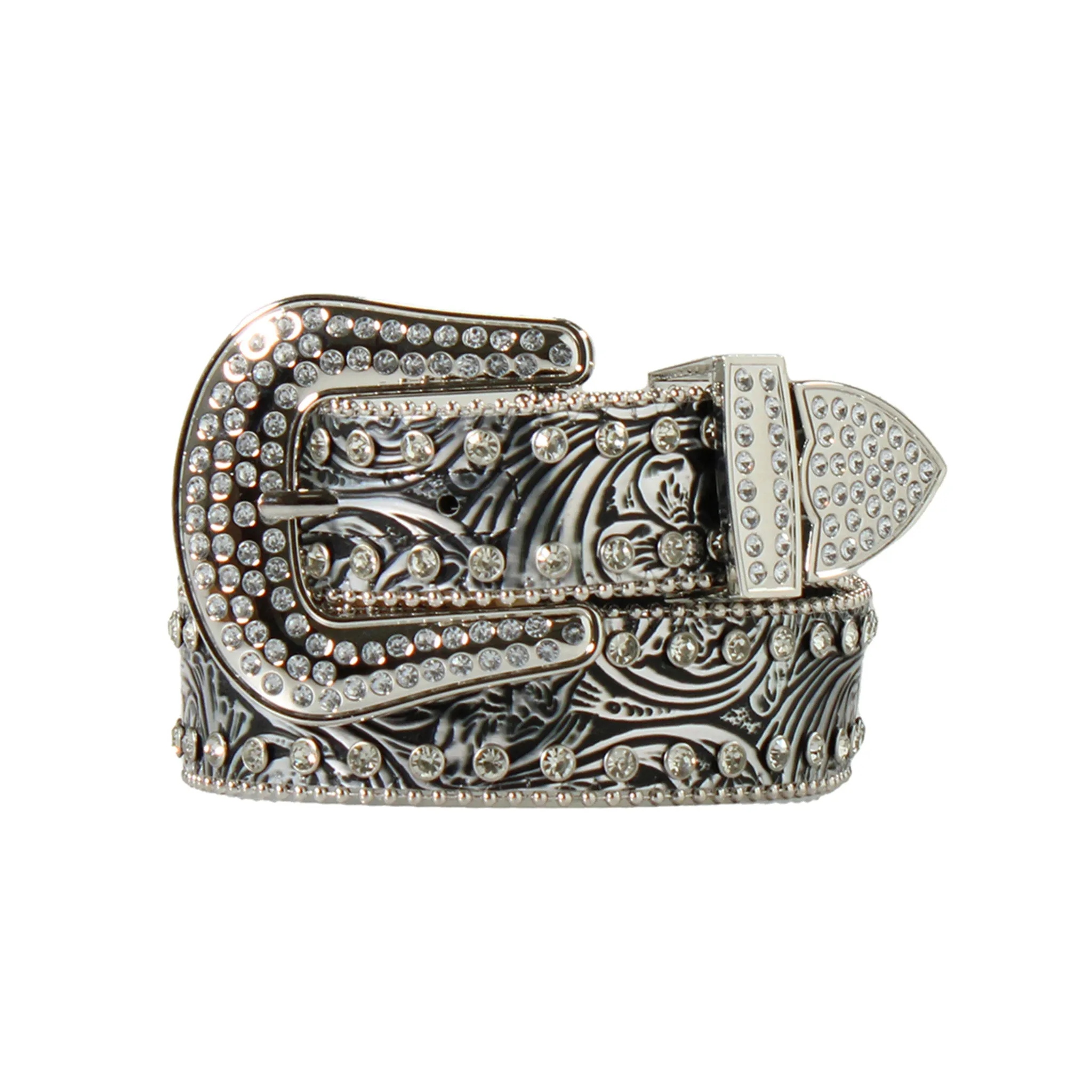 Nocona Girl's Black and Silver Crystal Belt