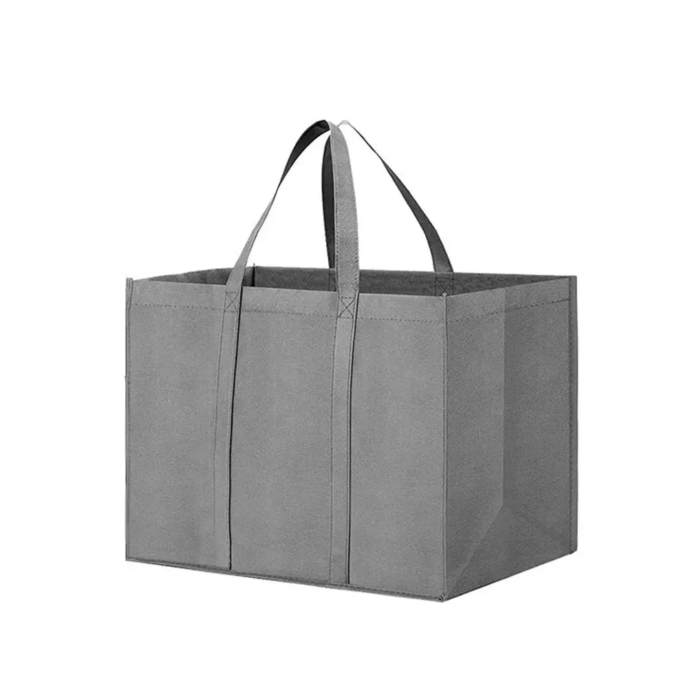 Non-Woven Black And  Gray Simple Foldable Portable Eco-Friendly Large Capacity Reusable Grocery Duty Shopping Bags Totes Handbag