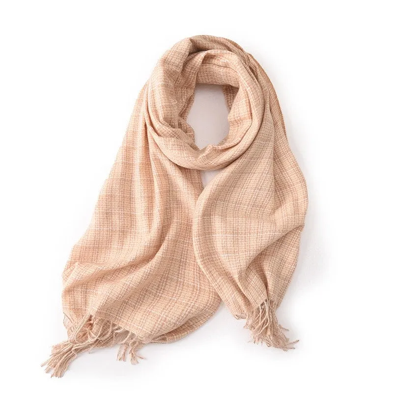 Plaid Tassel Imitation Cashmere Thickened Winter Warm Scarf
