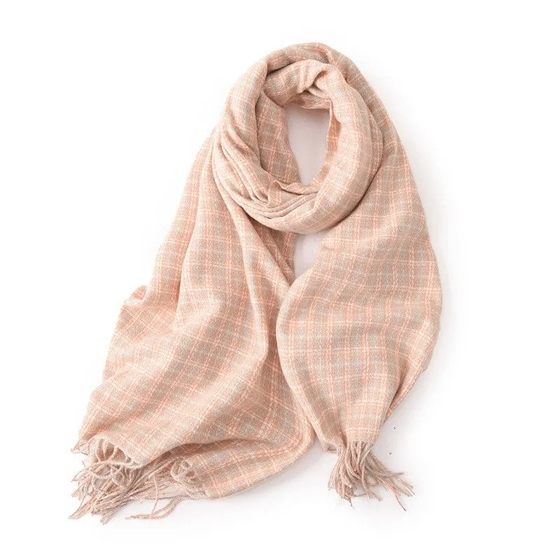 Plaid Tassel Imitation Cashmere Thickened Winter Warm Scarf