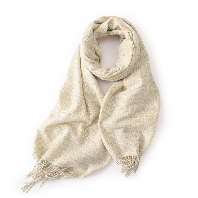 Plaid Tassel Imitation Cashmere Thickened Winter Warm Scarf