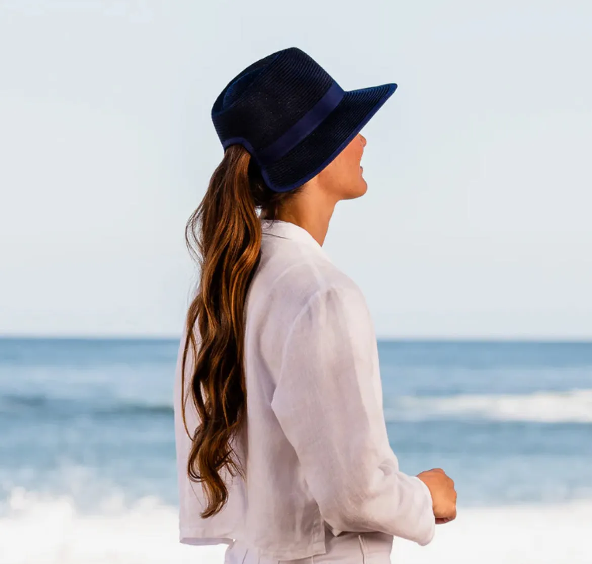 Ponytail Sun Hat (UPF50  & Packable) | Black