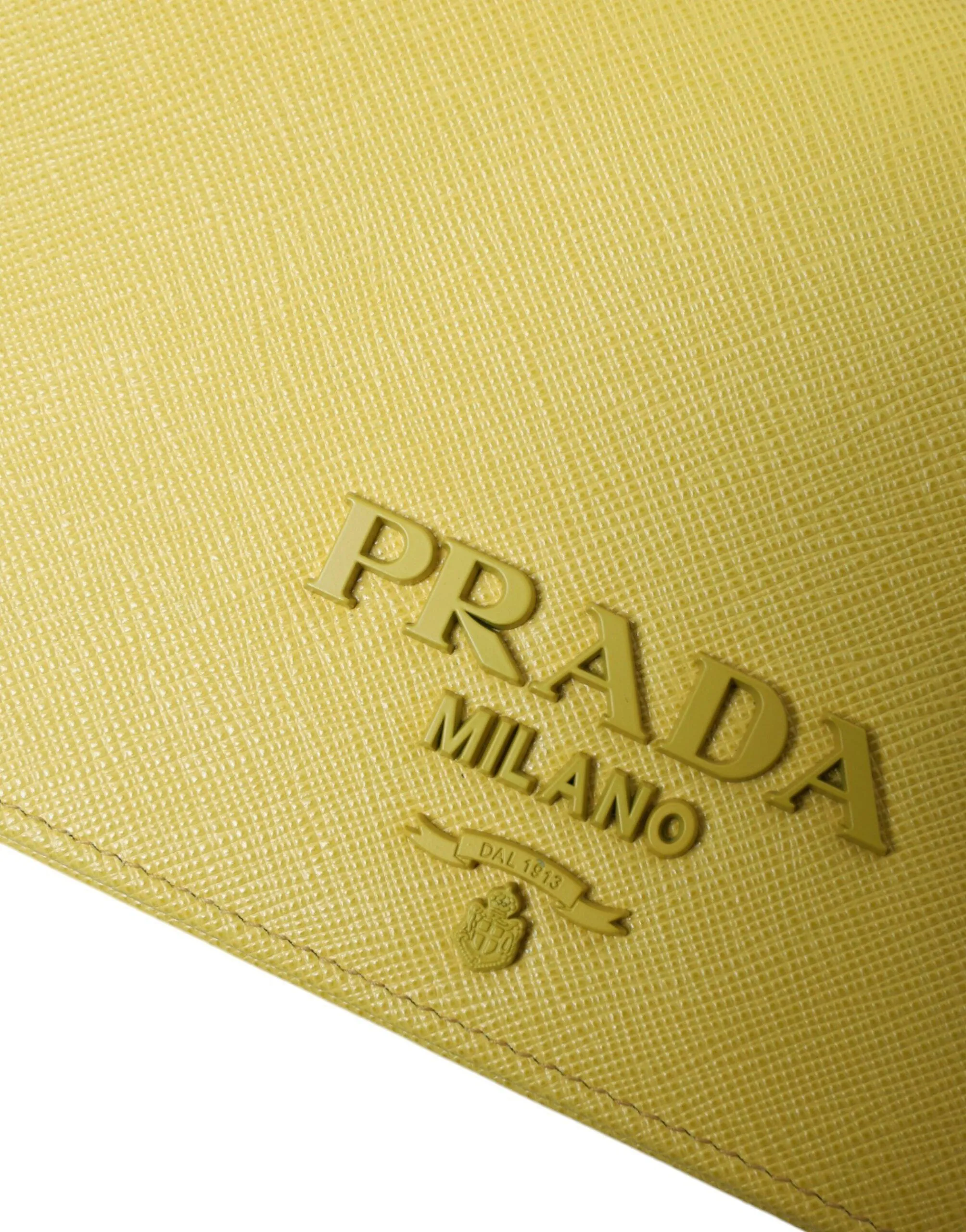Prada Yellow Saffiano Leather Shoulder Bag