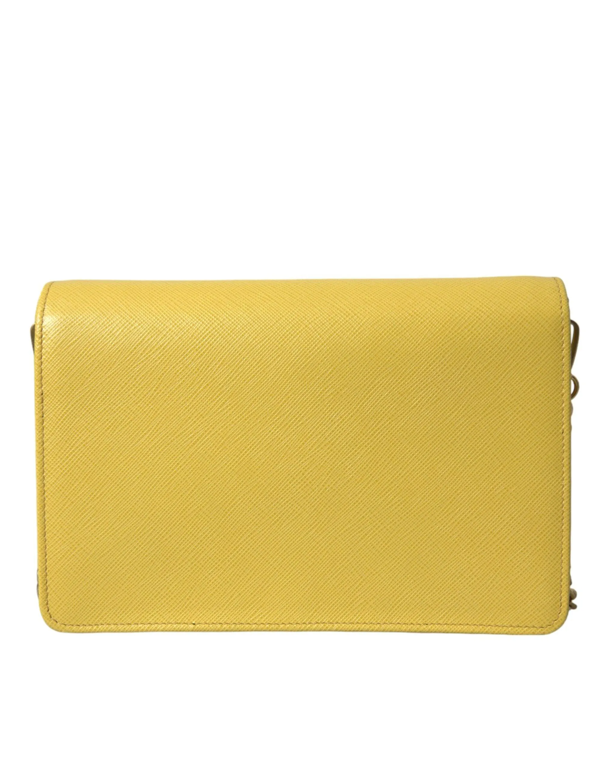 Prada Yellow Saffiano Leather Shoulder Bag