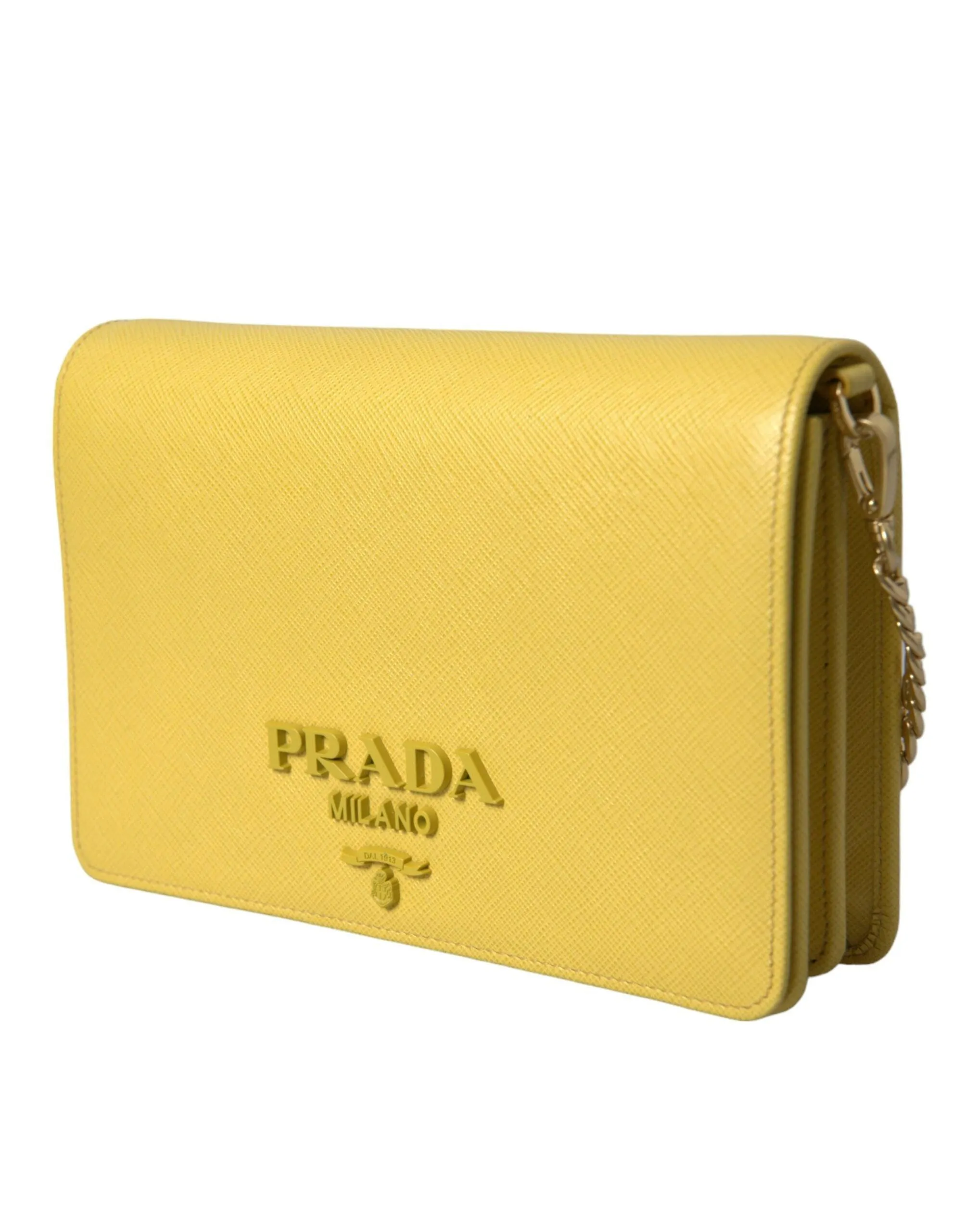 Prada Yellow Saffiano Leather Shoulder Bag