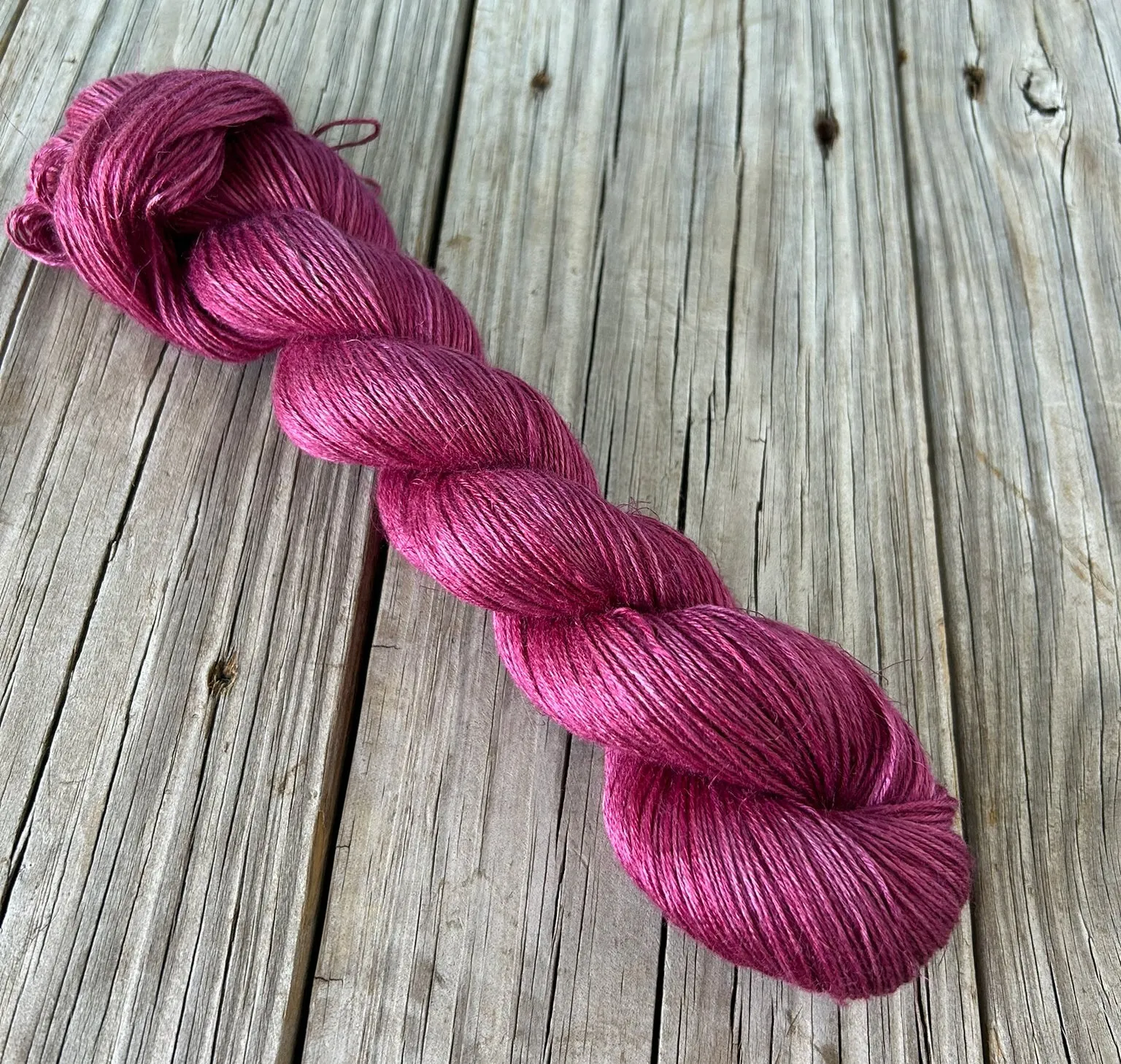 Pretty Lass, Berry Magenta Bamboo Linen Treasures Yarn, Fingering Weight Yarn
