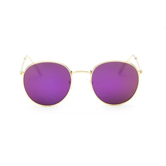 Round Shaped Retro Unisex Sunglasses with Designer Mirror Lens