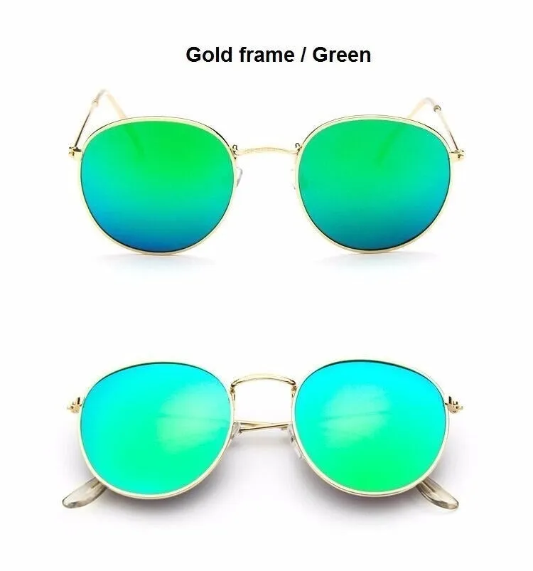 Round Shaped Retro Unisex Sunglasses with Designer Mirror Lens
