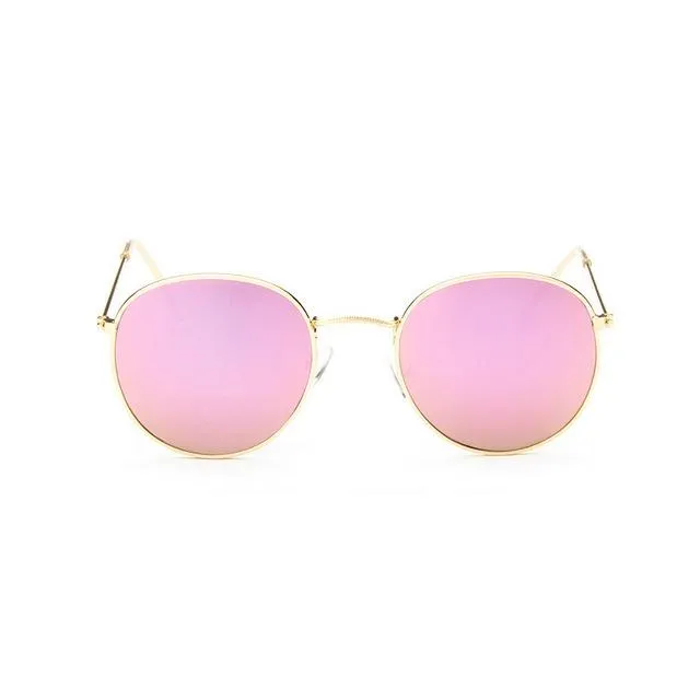 Round Shaped Retro Unisex Sunglasses with Designer Mirror Lens
