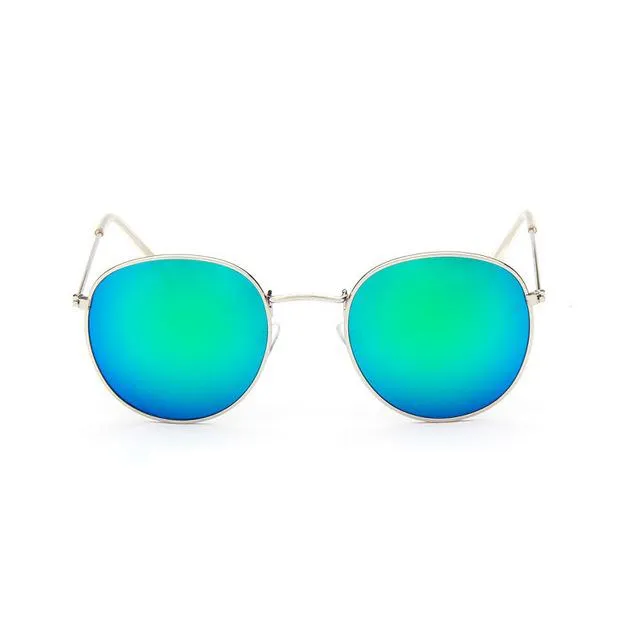Round Shaped Retro Unisex Sunglasses with Designer Mirror Lens
