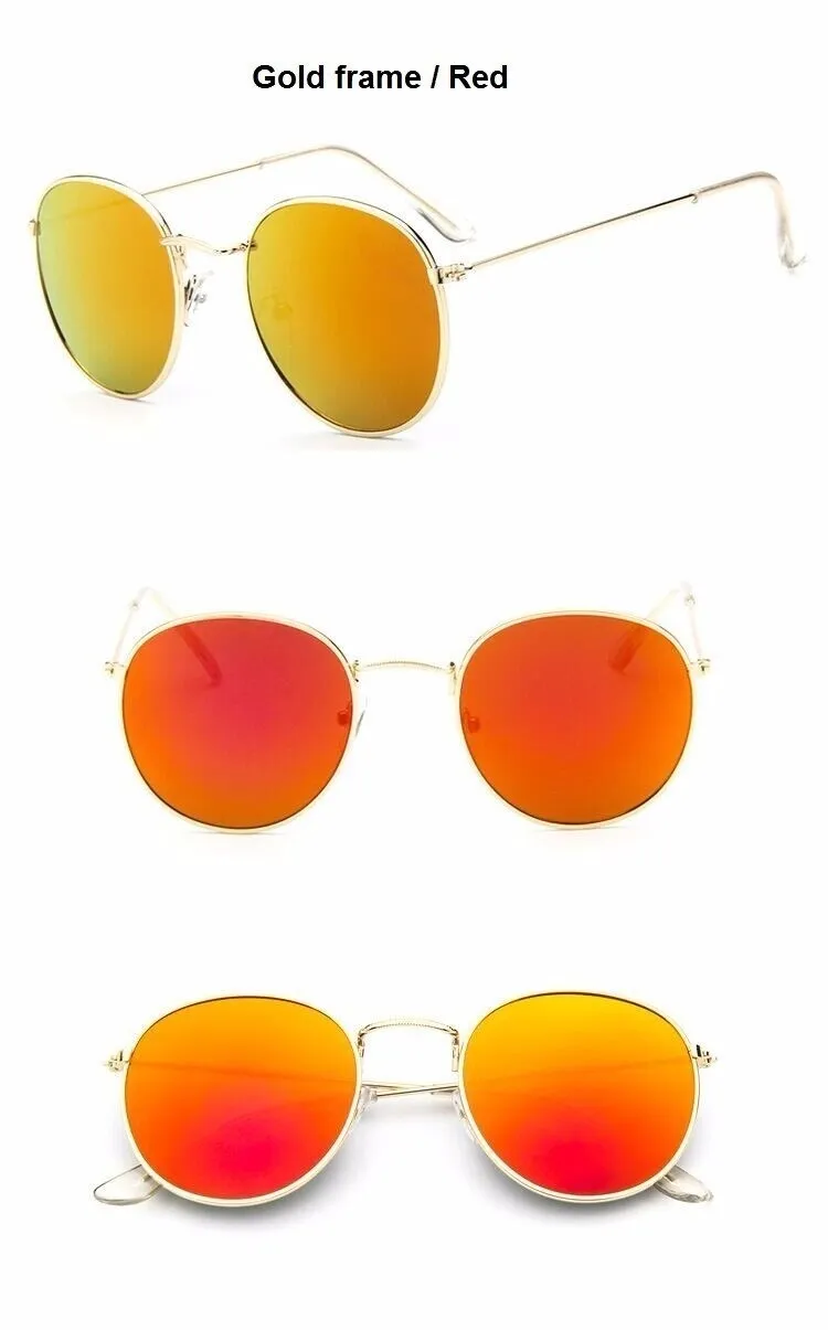 Round Shaped Retro Unisex Sunglasses with Designer Mirror Lens