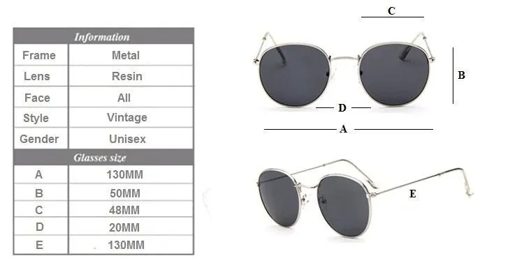 Round Shaped Retro Unisex Sunglasses with Designer Mirror Lens