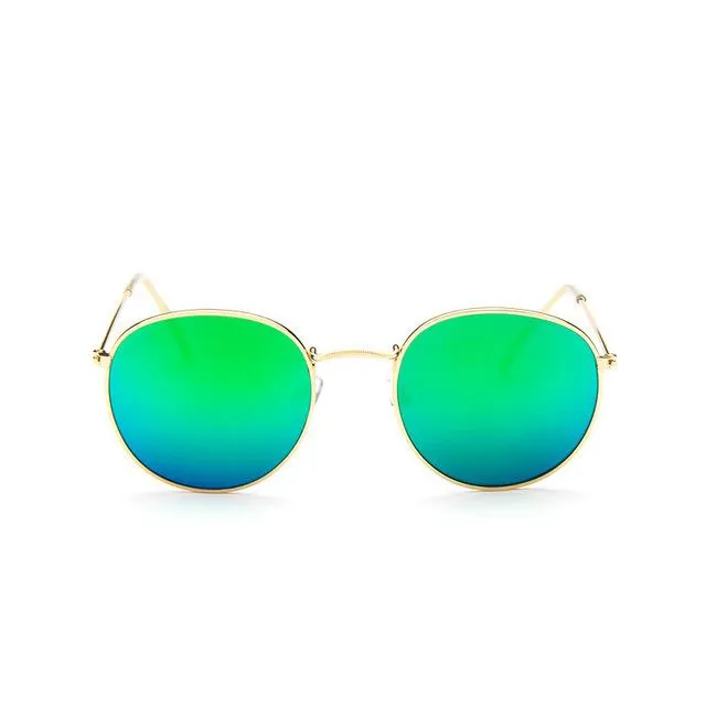 Round Shaped Retro Unisex Sunglasses with Designer Mirror Lens